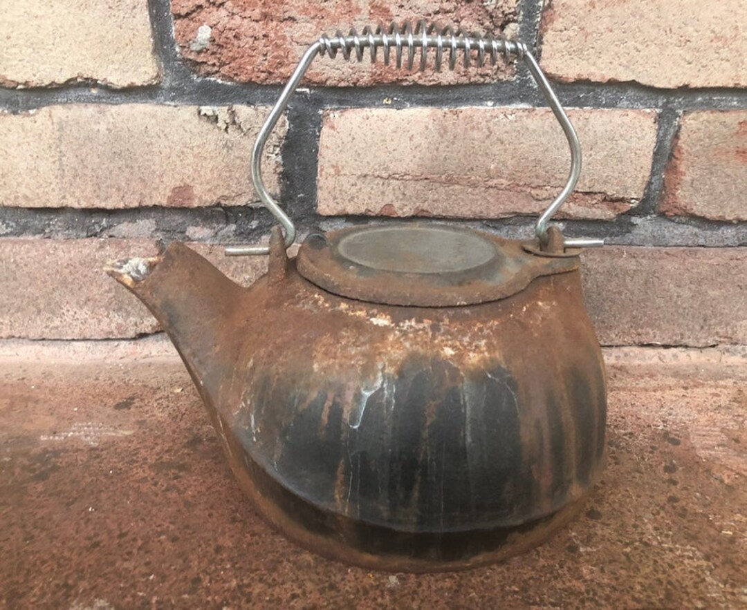 Cast Iron Kettle Vintage Rusty Tea Pot Unique Planter Water Etsy