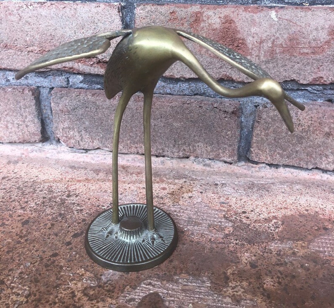 Vintage Brass Cranes Crane Figurines Pair of Cranes Brass Etsy