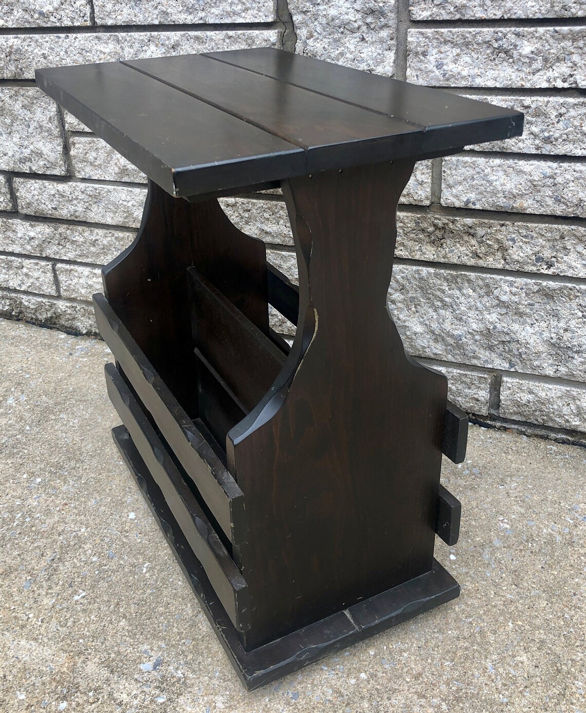 Vintage Side Table With Book Storage End Table Nightstand Etsy