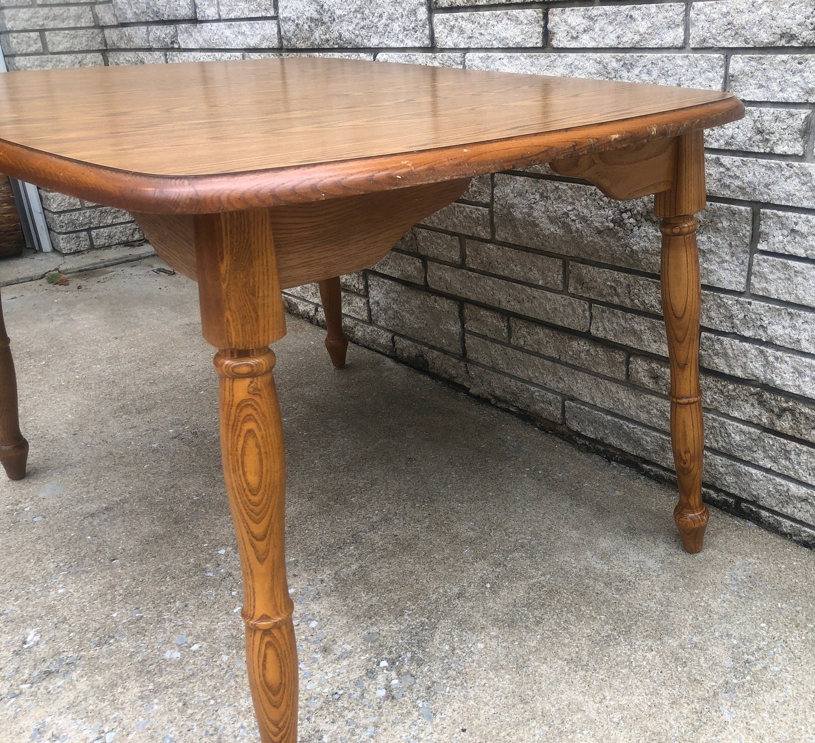Vintage Oak Dining Table Laminate Top Kitchen Table 4 Foot Etsy