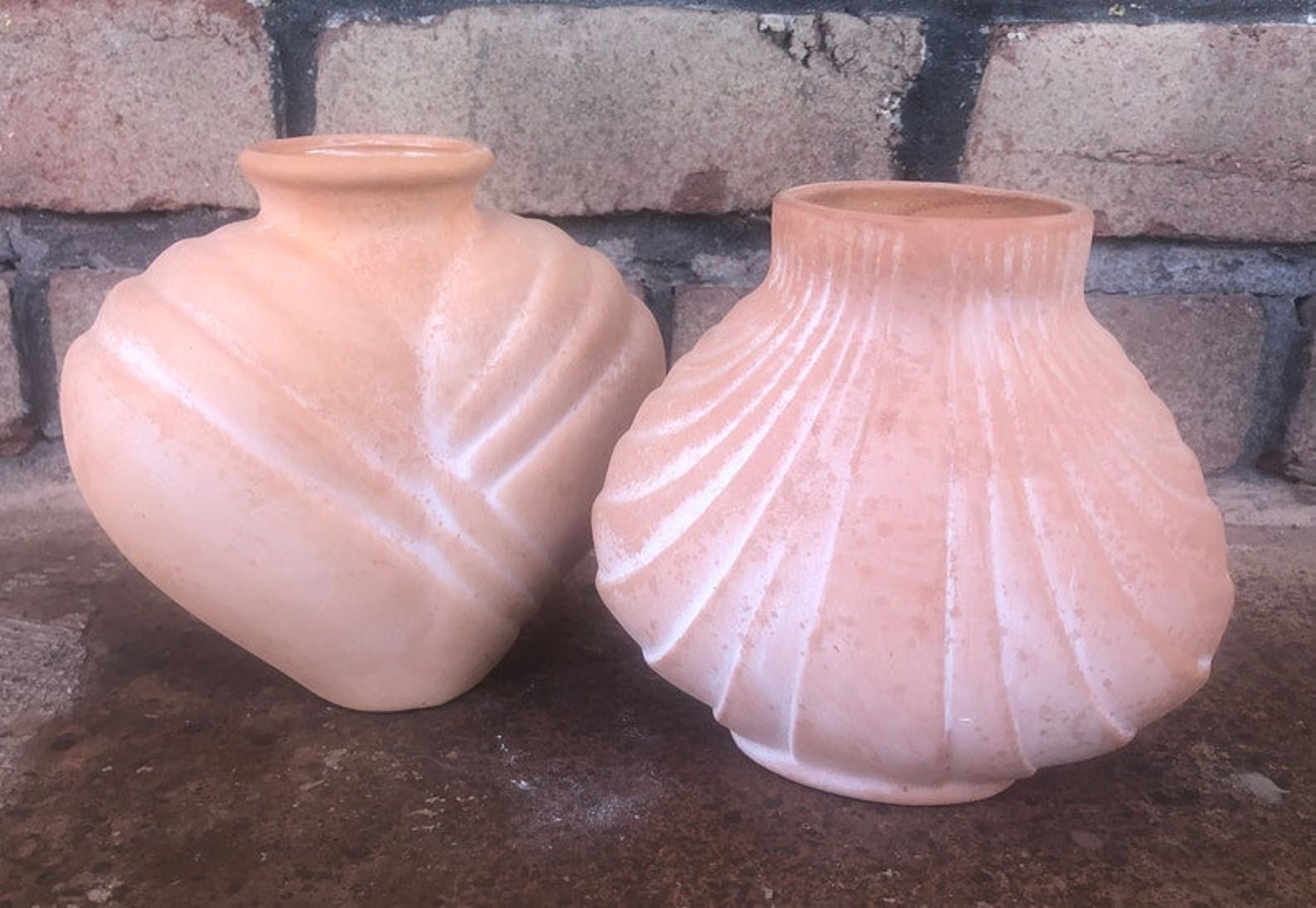 Vintage Terra Cotta Vase Heart Shaped Vase Shell Shaped Etsy