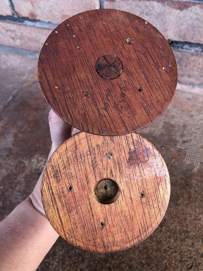 Vintage Tall Wood Candle Stick Holders Pair Turned Etsy