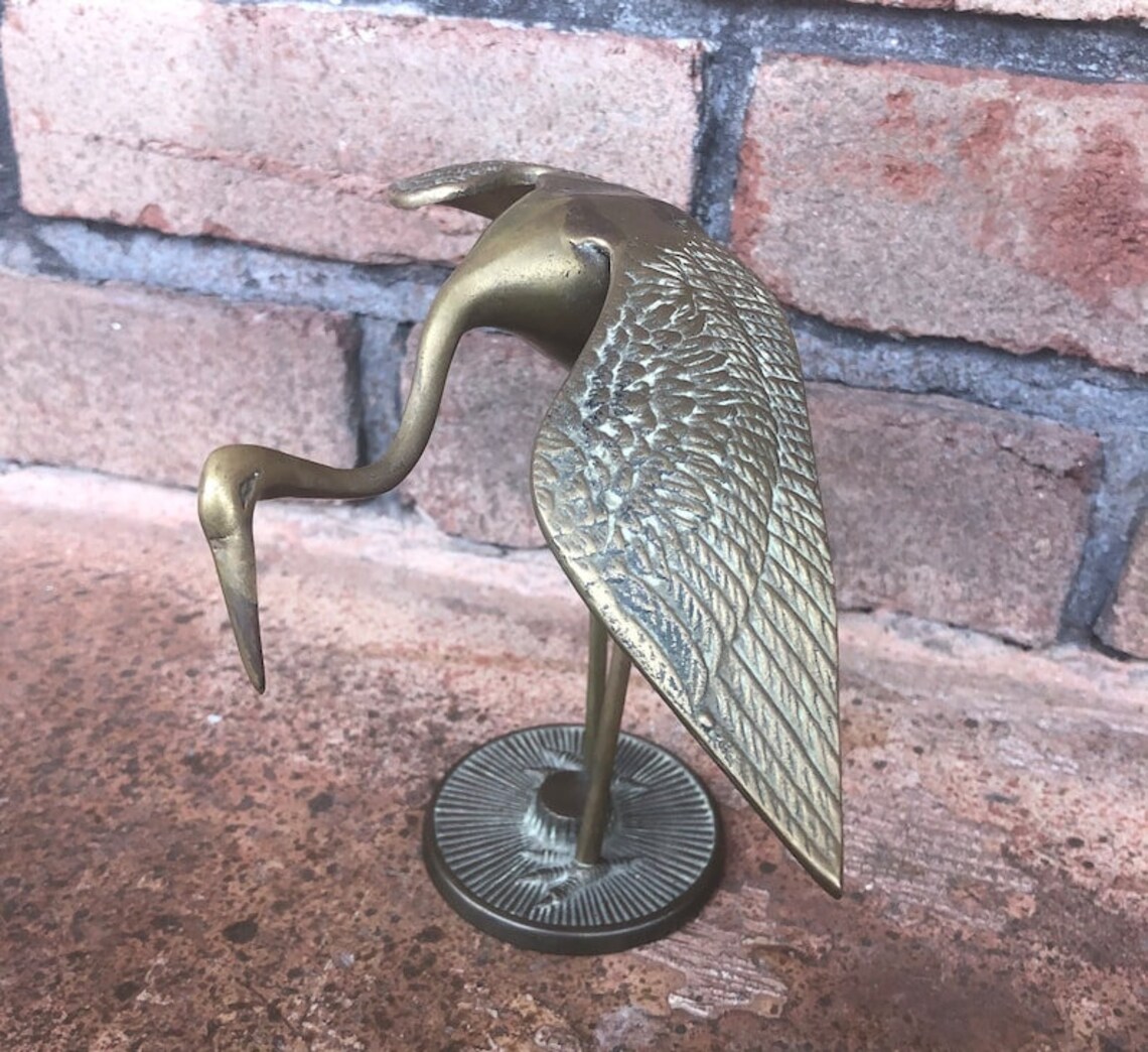 Vintage Brass Cranes Crane Figurines Pair of Cranes Brass Etsy