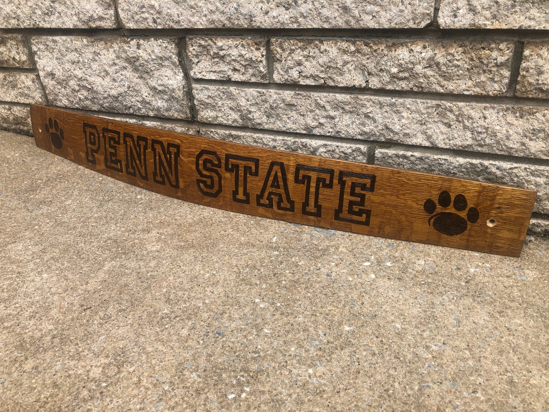 Penn State Wall Decor Wood Burned Rustic Oak Barrel Stave Etsy