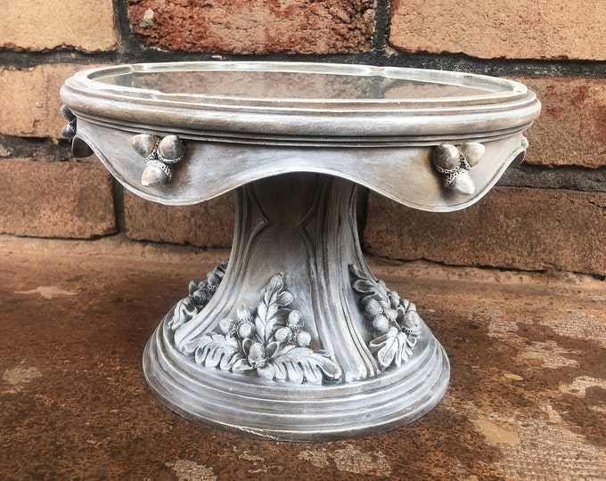 Pedestal Cake Plate, Gold and Whitewash Cake Stand, Decorative Cake Stand, Pedestal Display ...