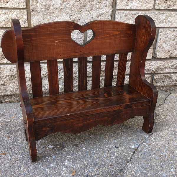 Vintage Wood Children's Chair, Doll Bench, Kid's Bench, Rustic Farm House, Display Bench, Rustic Small Wood Bench, Photo Prop, Mini Bench