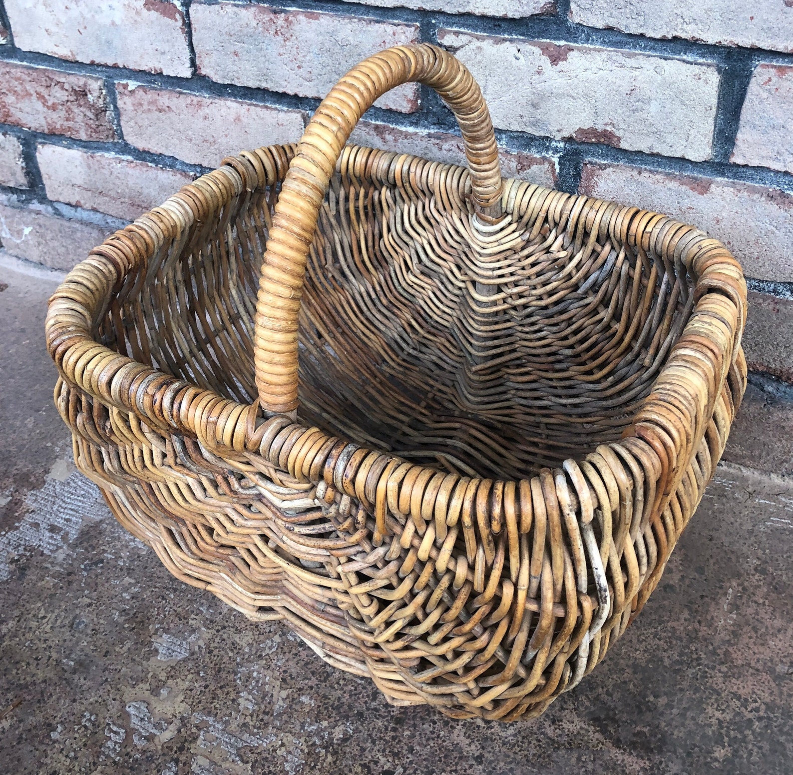 Vintage Market Basket Large Rustic Basket Gathering Basket Etsy