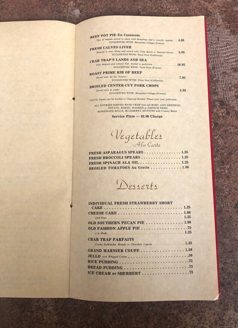 Vintage Crab Trap Menu on the Circle Somers Point New Etsy