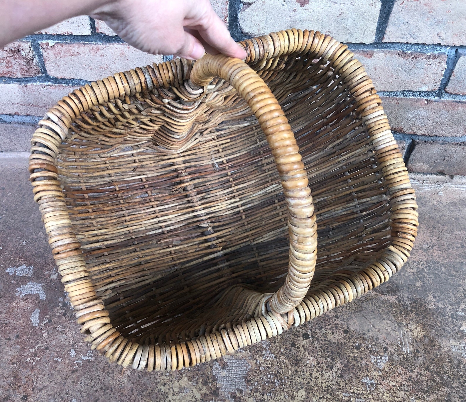 Vintage Market Basket Large Rustic Basket Gathering Basket Etsy