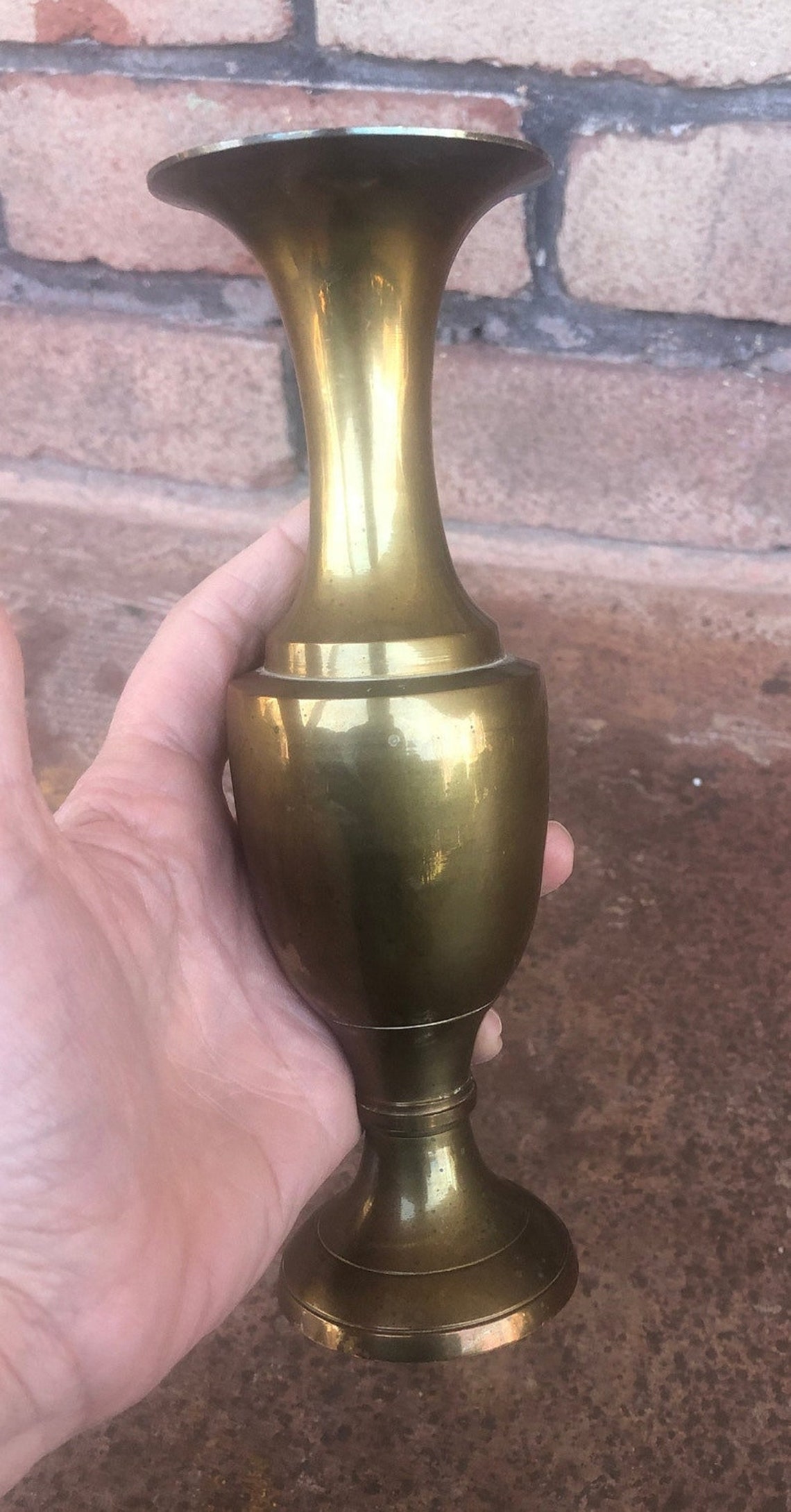 Vintage Small Brass Vase Urn Style Vase Thin Urn Vase Etsy