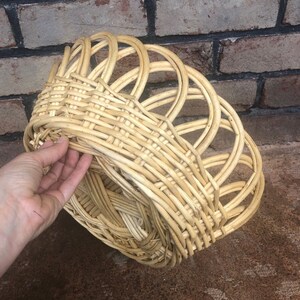 Vintage Round Wicker Basket, Light Colored Woven Basket, Wall Decor