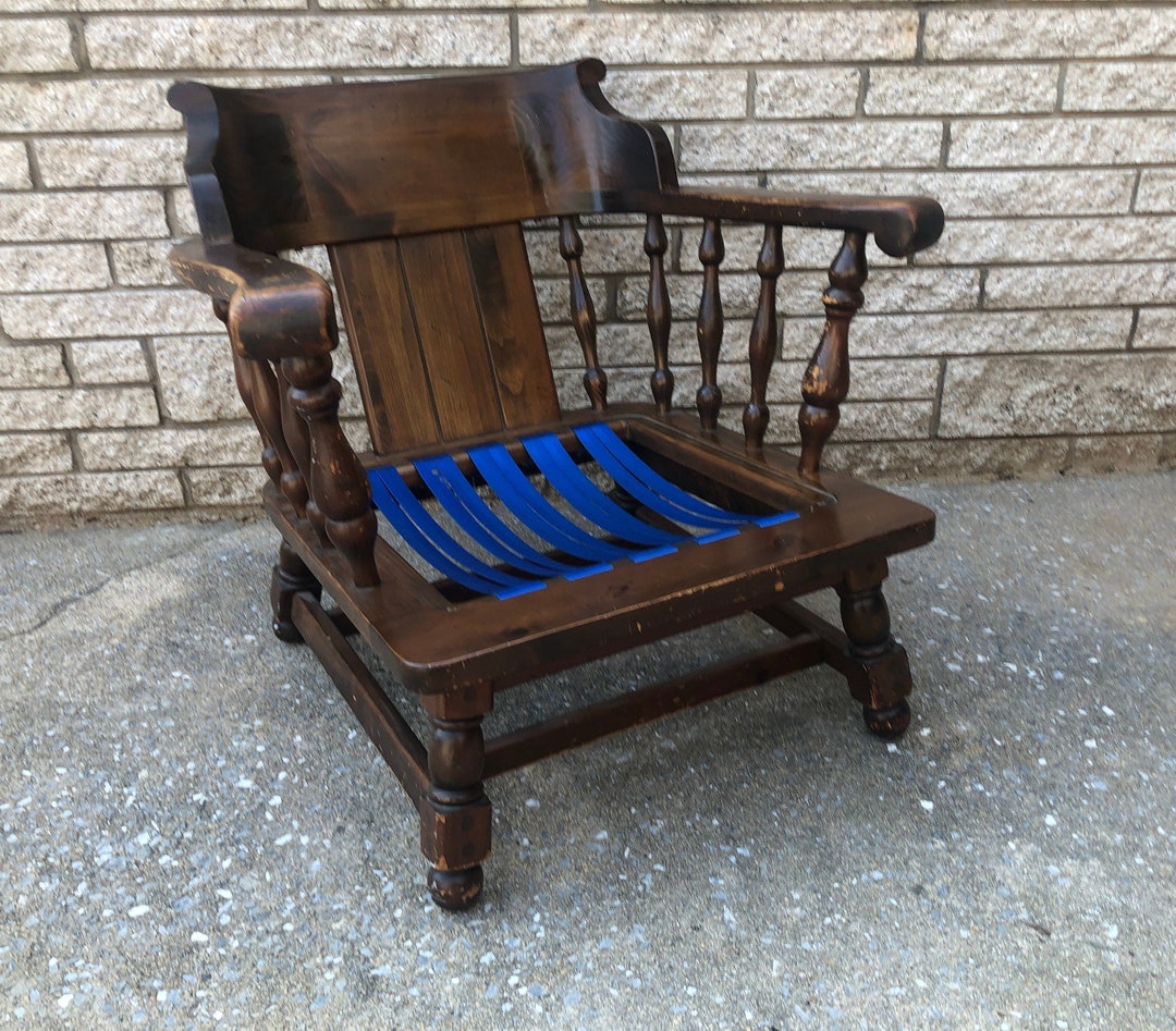 Vintage Ethan Allen Lounge Chair Rustic Wood Chair Frame Etsy