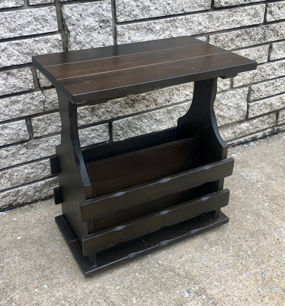 Vintage Side Table With Book Storage End Table Nightstand Etsy