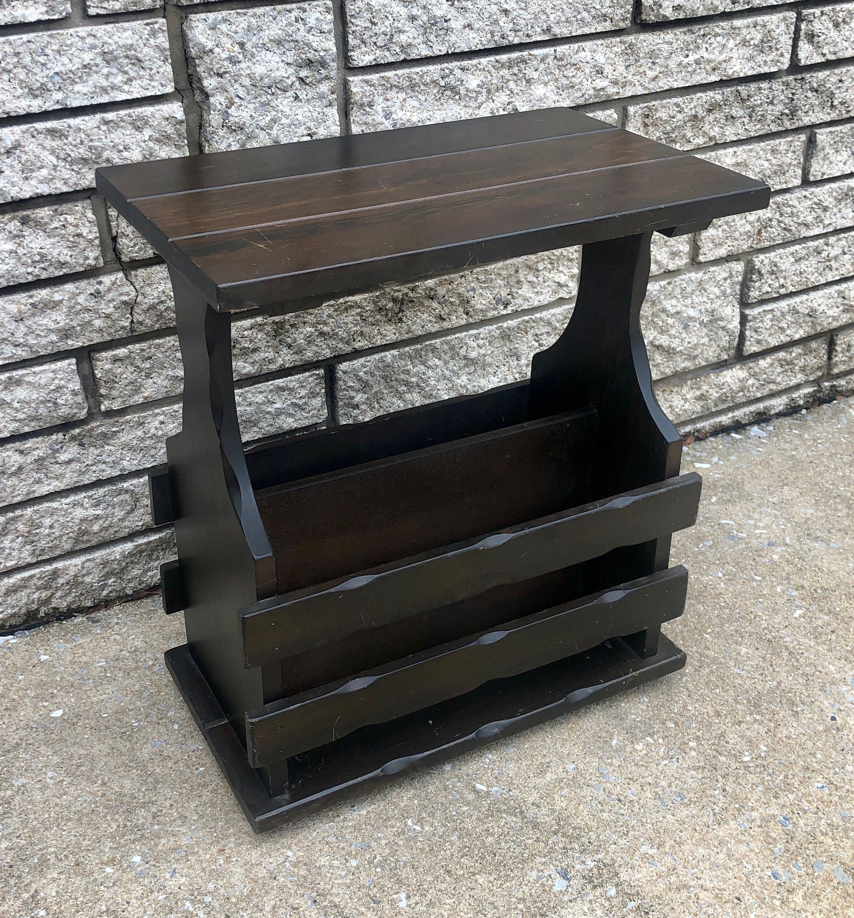 Vintage Side Table With Book Storage End Table Nightstand Etsy