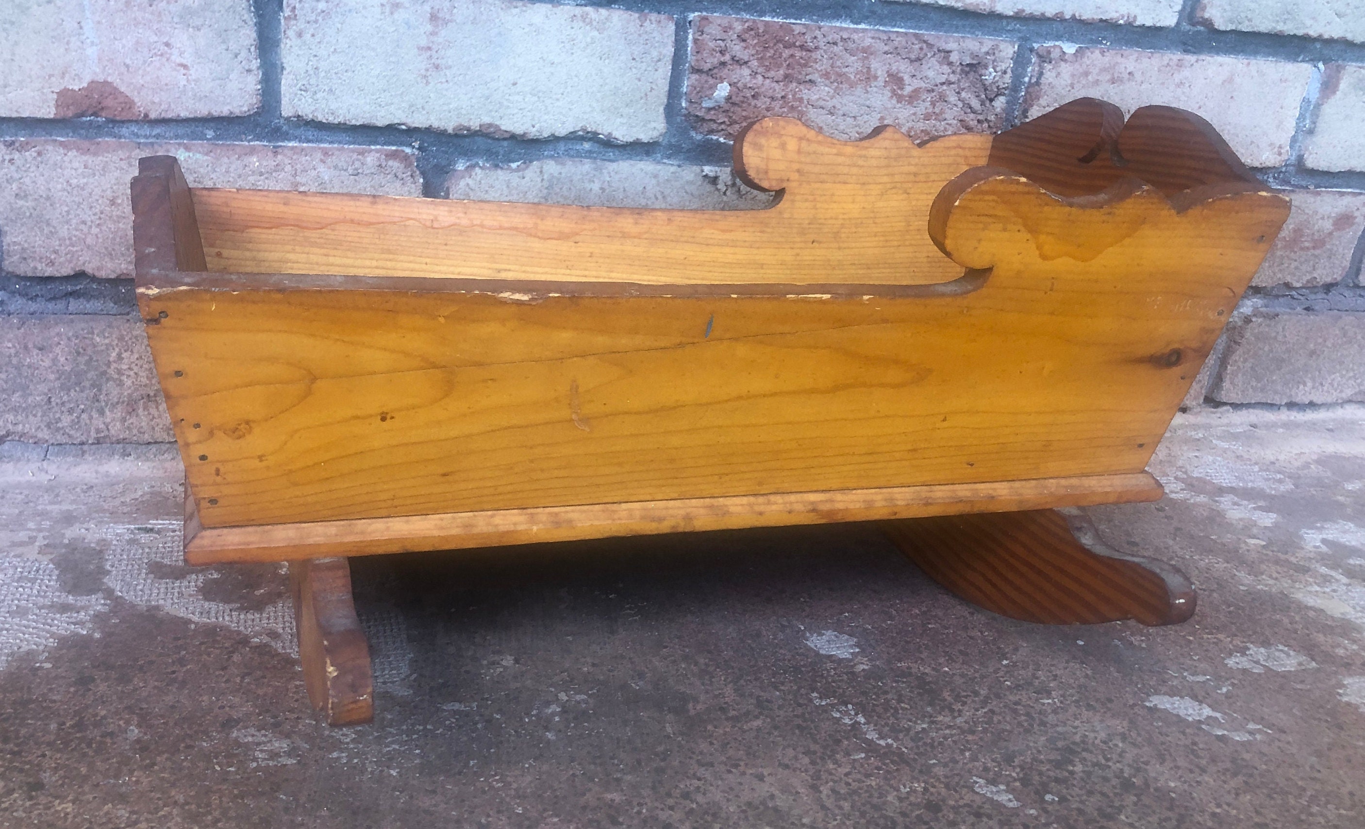 Vintage Wood Baby Cradle Doll Cradle Baby Doll Crib Baby Etsy