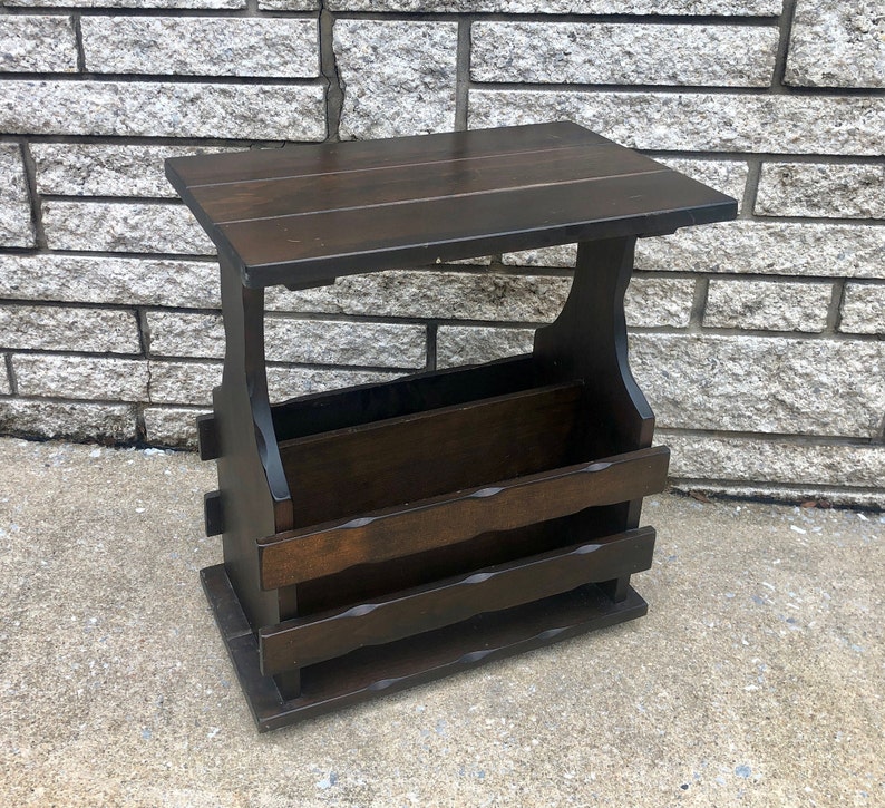 Vintage Side Table With Book Storage End Table Nightstand Etsy