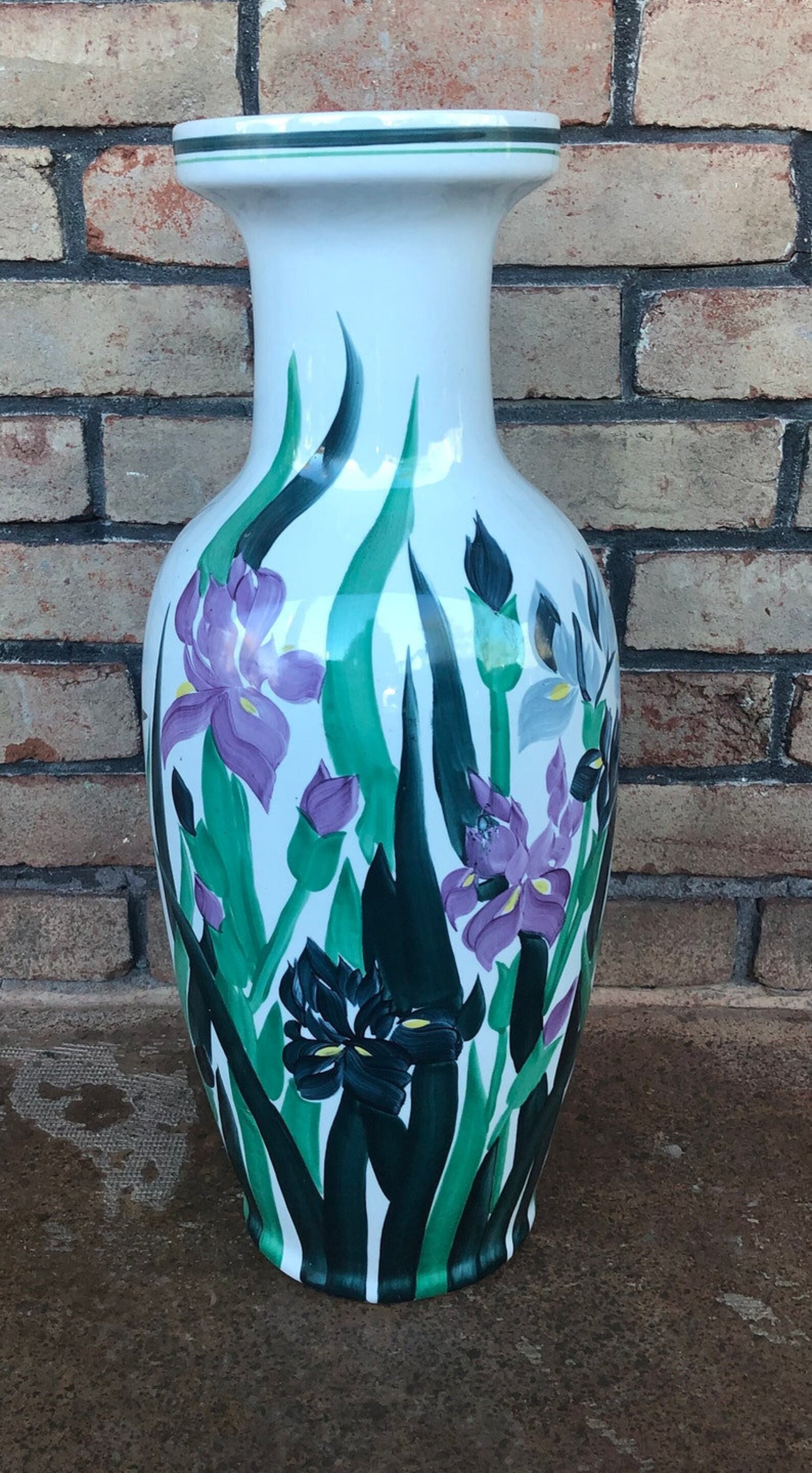 Large Vintage Floor Vase Iris Vase Oversized Vase Ceramic Etsy