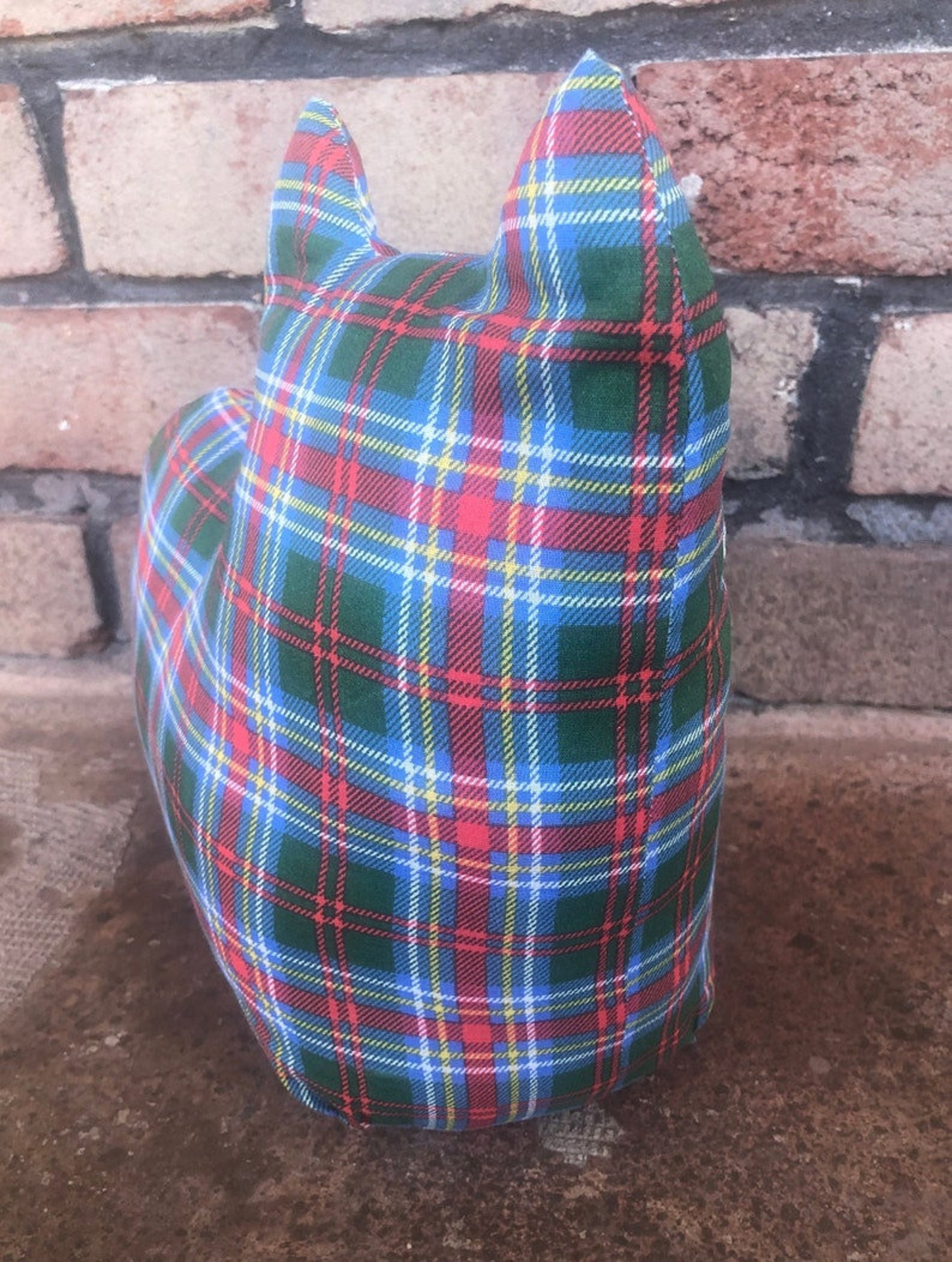Vintage Cat Door Stop Fabric Cat Door Stop Plaid Weighted Etsy
