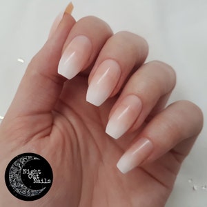 Short Coffin Ombre Press On Nails | Baby Boomer Nails | Fake Nails | False Nails | Press Ons | Glue On Nails | Short Nails | Ready To Ship