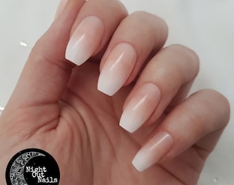 Short Coffin Ombre Press On Nails | Baby Boomer Nails | Fake Nails | False Nails | Press Ons | Glue On Nails | Short Nails | Ready To Ship