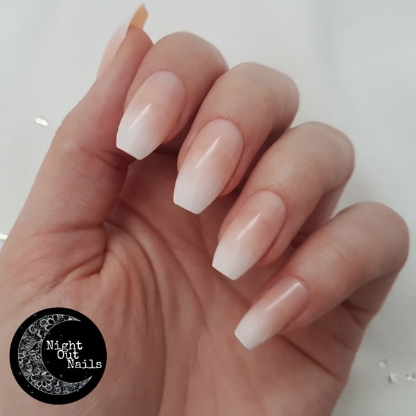 Short Coffin Ombre Press On Nails | Baby Boomer Nails | Fake Nails | False Nails | Press Ons | Glue On Nails | Short Nails | Ready To Ship