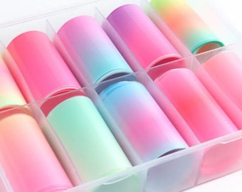 Candy Pastel Ombre Nail Foils | Box of 10 | Nail Art | Nail Transfers | Nail Decals | Summer Nails | Spring Nails | Ombre Nails