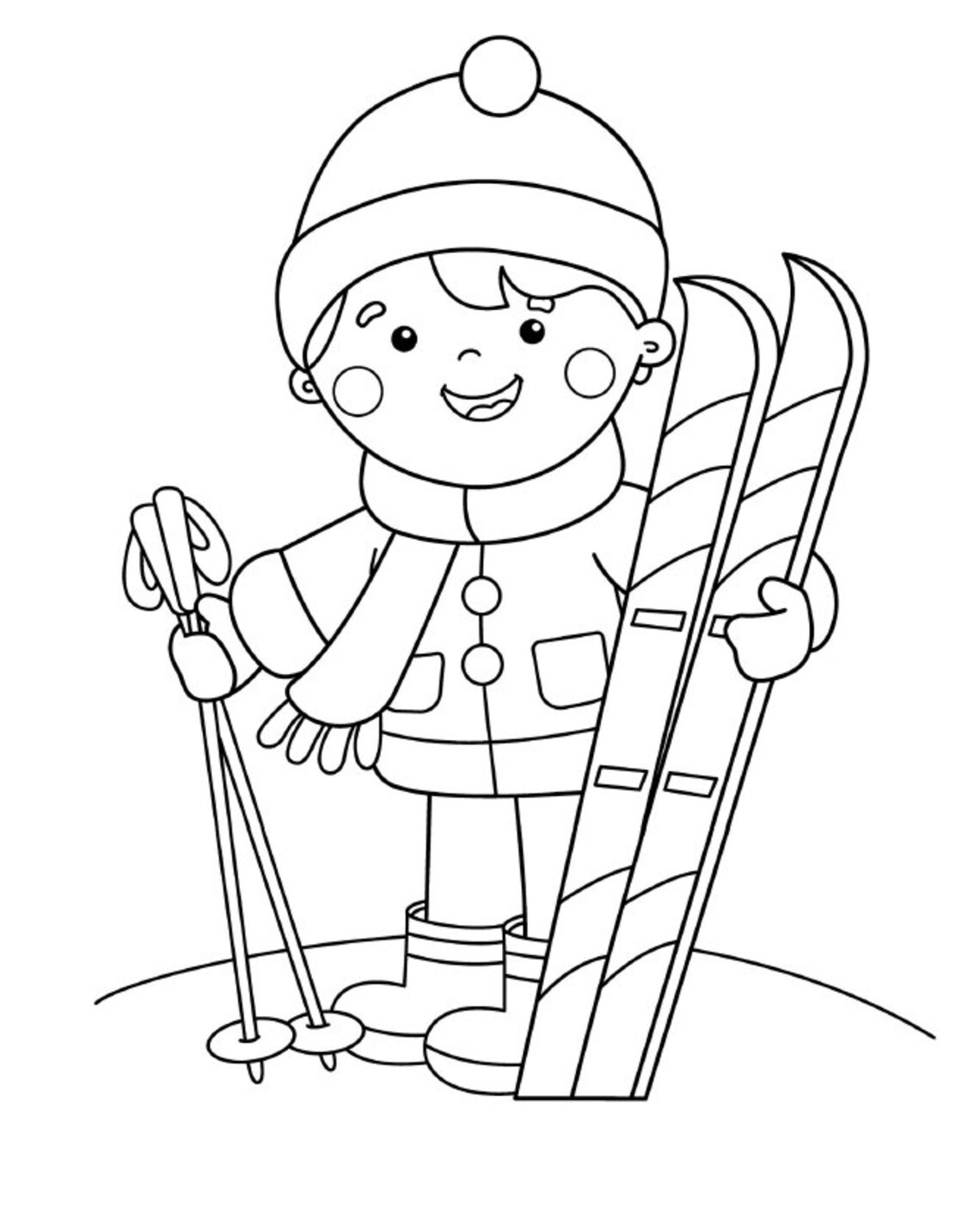 Winter Christmas Snow Vacation Colouring Pages Book | Etsy