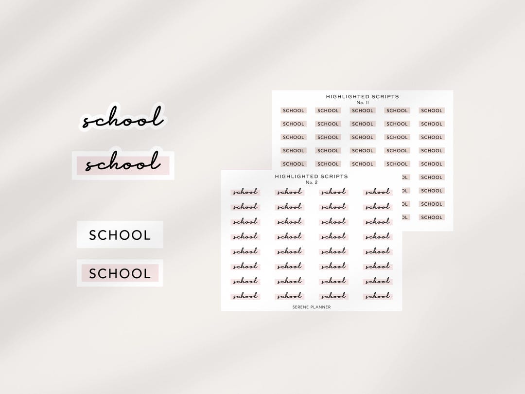 School Stickers | Script Stickers | Highlighted Script Stickers | Text ...