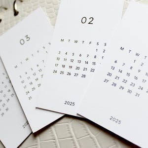 2025 Monatskalender Karten | Kalender 2025 | Monatskalender | Mini-Kalender | Kalender-Karte | Planner Karten | Montag Start | Sonntag Start