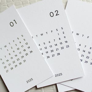 2025 Monatskalender Karten | Kalender 2025 | Monatskalender | Mini-Kalender | Kalender-Karte | Planner Karten | Montag Start | Sonntag Start