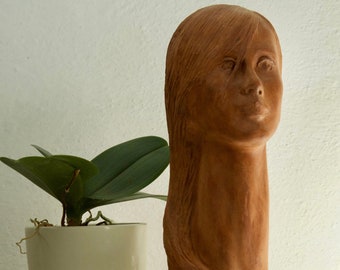 Original Handmade Terracotta Sculpture - Single Piece - Woman Head