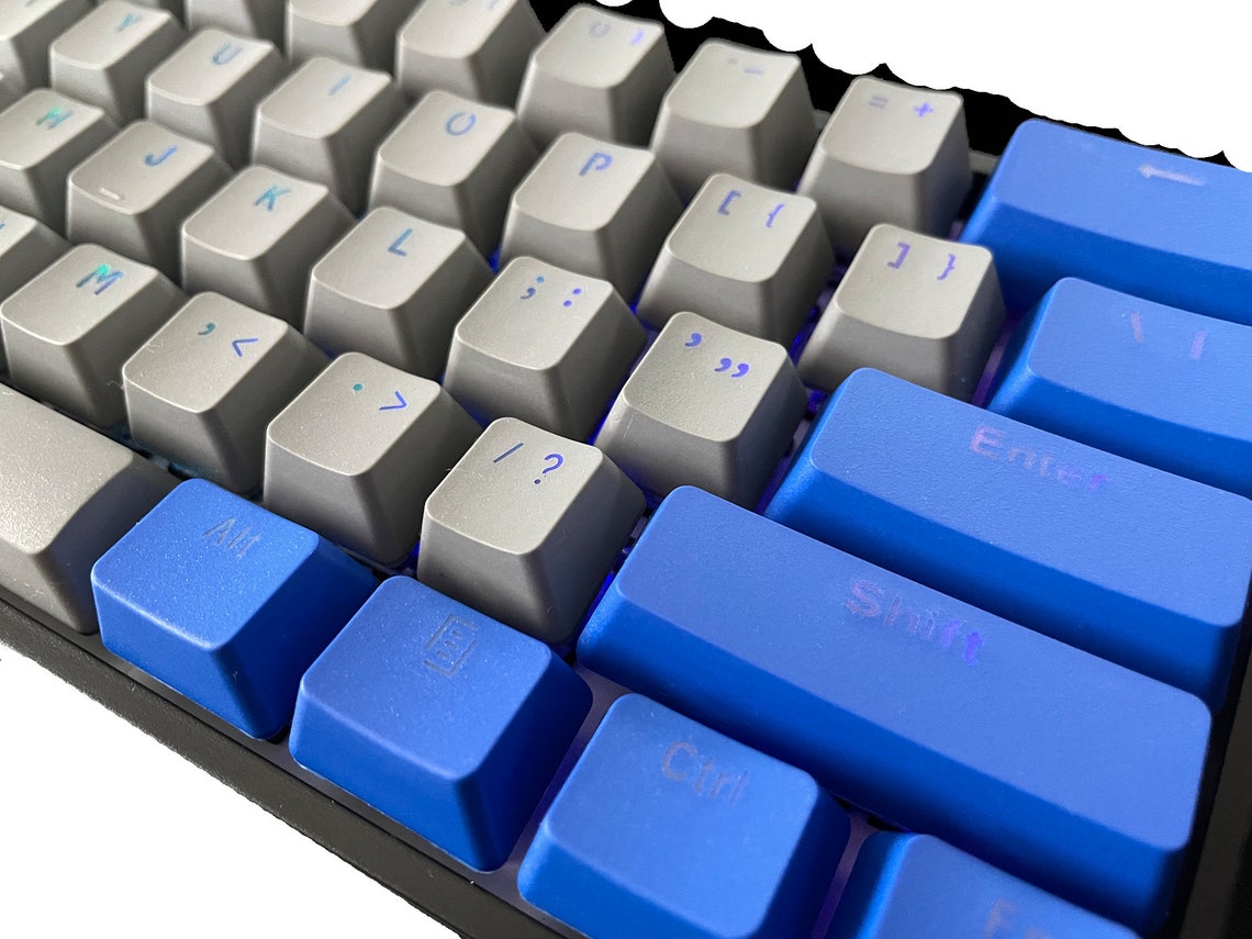Grey and Blue 60 Mechanical Keyboard RGB Etsy