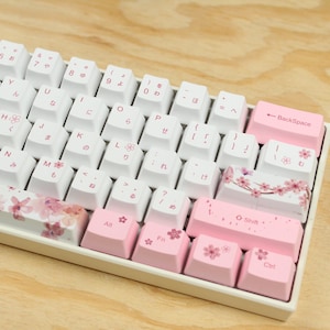Sakura Keycaps Set  | Custom Keycaps | Sublimation Keycaps | OEM Profiled | Japanese Keycaps Set | Mechanical Keyboard Computer Keycaps
