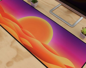 Sunset Desert Mousepad: Gradient Orange Pink, Extended Gaming Pad