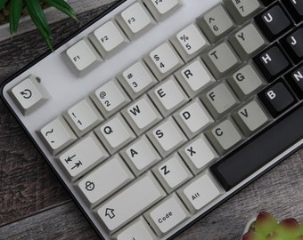 Gradient White Green Black Keycaps, OEM Profile PBT Set