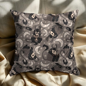 Wendigo Moons and Stars Spooky-Cute Cryptid Throw Pillow