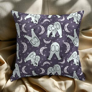 Fresno Nightcrawlers Moons and Stars Spooky-Cute Cryptid Decorative Throw Pillow