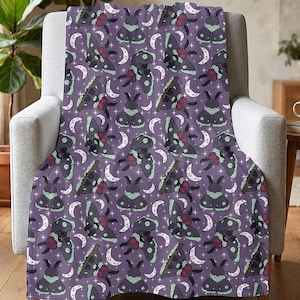 Moth Man Moons and Stars Cozy Cryptid Throw Blanket
