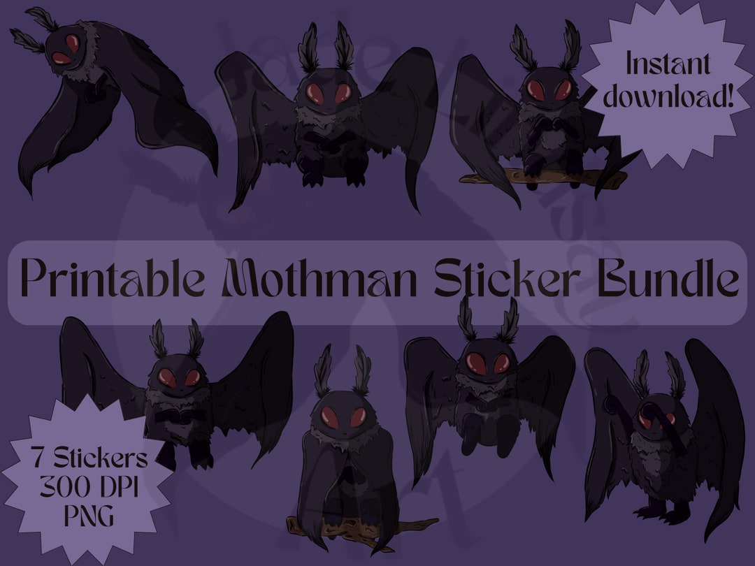 Printable Mothman Sticker Set Printable Sticker Bundle - Etsy