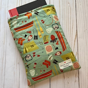Green Camping Gear Booksleeve | Book Sleeve | Book Pouch | Book Cover | Padded Book Sleeve | Book Protector
