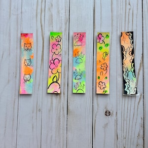 One of a Kind, Hand Drawn Bookmarks - Bookworm Gift, Gifts for Readers