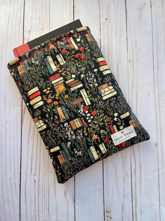 Dark Bookish Floral Booksleeve | Book Sleeve | Book Pouch | Book Cover | Padded Book Sleeve | Book Protector