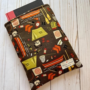 Brown Camping Gear Booksleeve | Book Sleeve | Book Pouch | Book Cover | Padded Book Sleeve | Book Protector