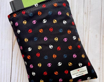 Black Skulls Booksleeve | Book Sleeve | Book Pouch | Book Cover | Padded Book Sleeve | Book Protector