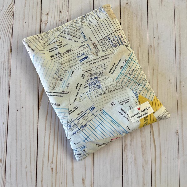 Vintage Library Cards Booksleeve | Book Sleeve | Book Pouch | Book Cover | Padded Book Sleeve | Book Protector