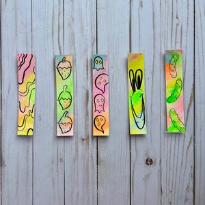 One of a Kind, Hand Drawn Bookmarks - Bookworm Gift, Gifts for Readers