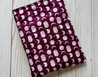 Small Purple Moon Booksleeve | Book Sleeve | Book Pouch | Book Cover | Padded Book Sleeve | Book Protector