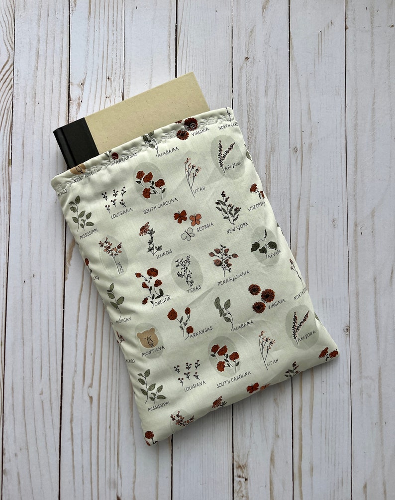 State Flowers Booksleeve Book Sleeve Book Pouch Book Cover Padded Book Sleeve Book Protector Bild 1