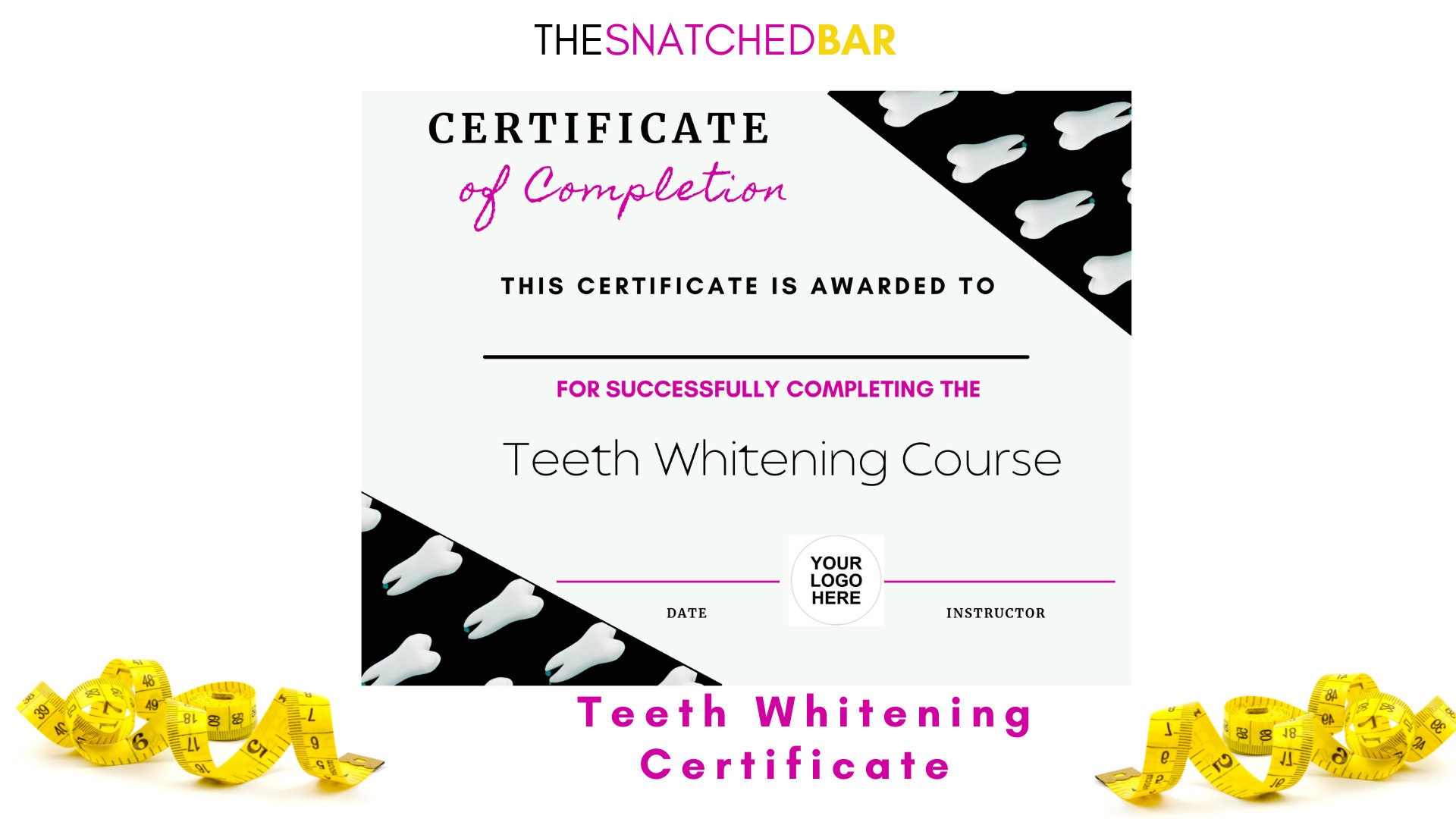 Teeth Whitening Certificate of Completion Template Tooth Etsy
