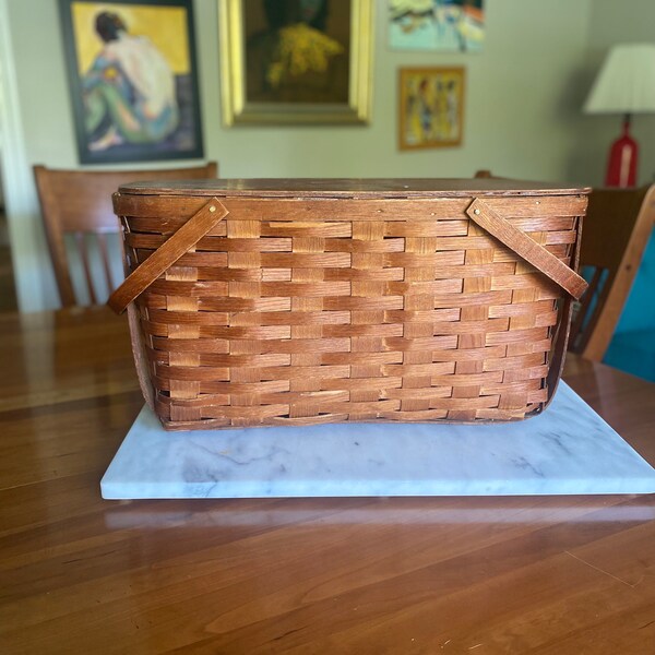 Large Splint Wood Primitive Basket Etsy